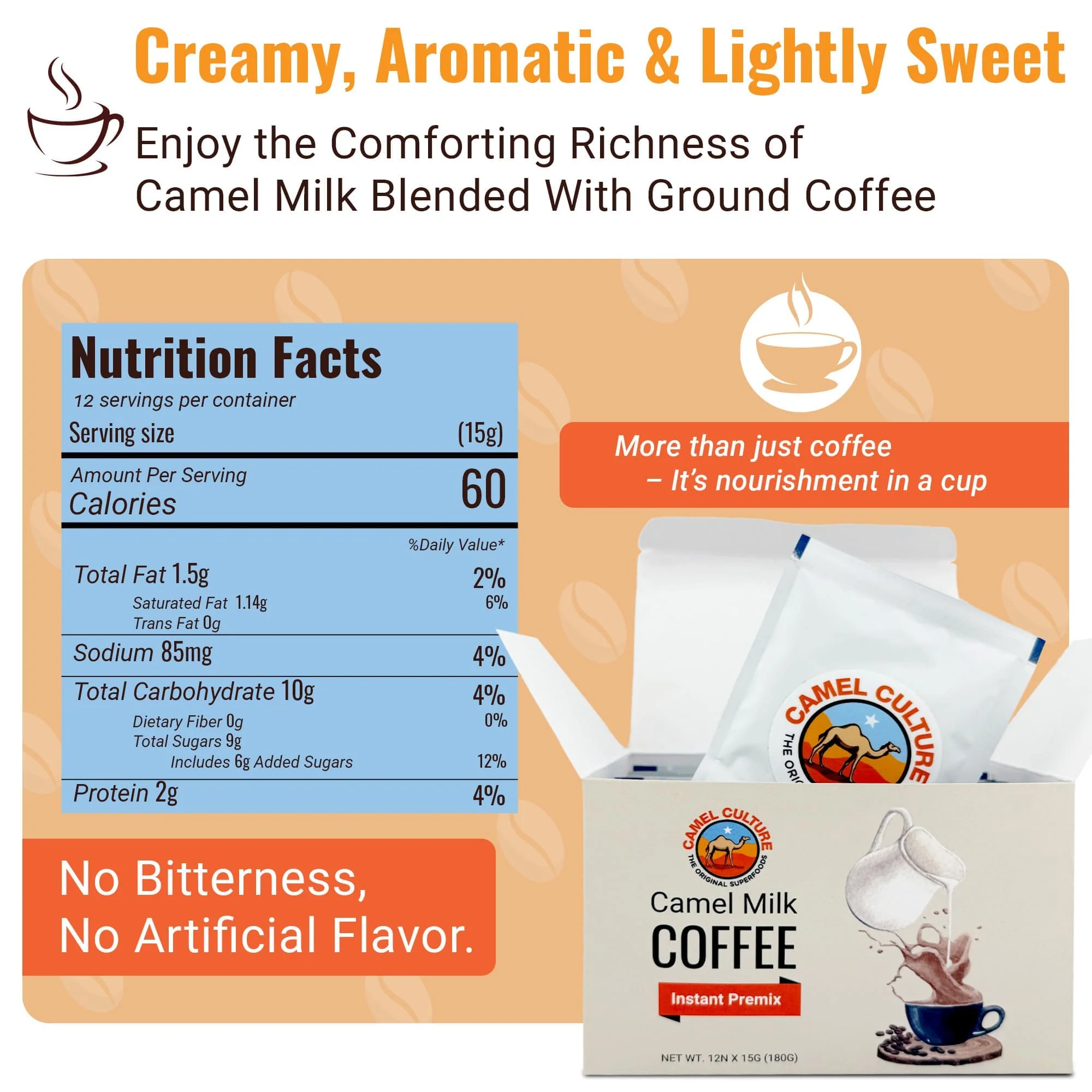Camel Milk Coffee Instant Premix (12 Sachets) - Image 4