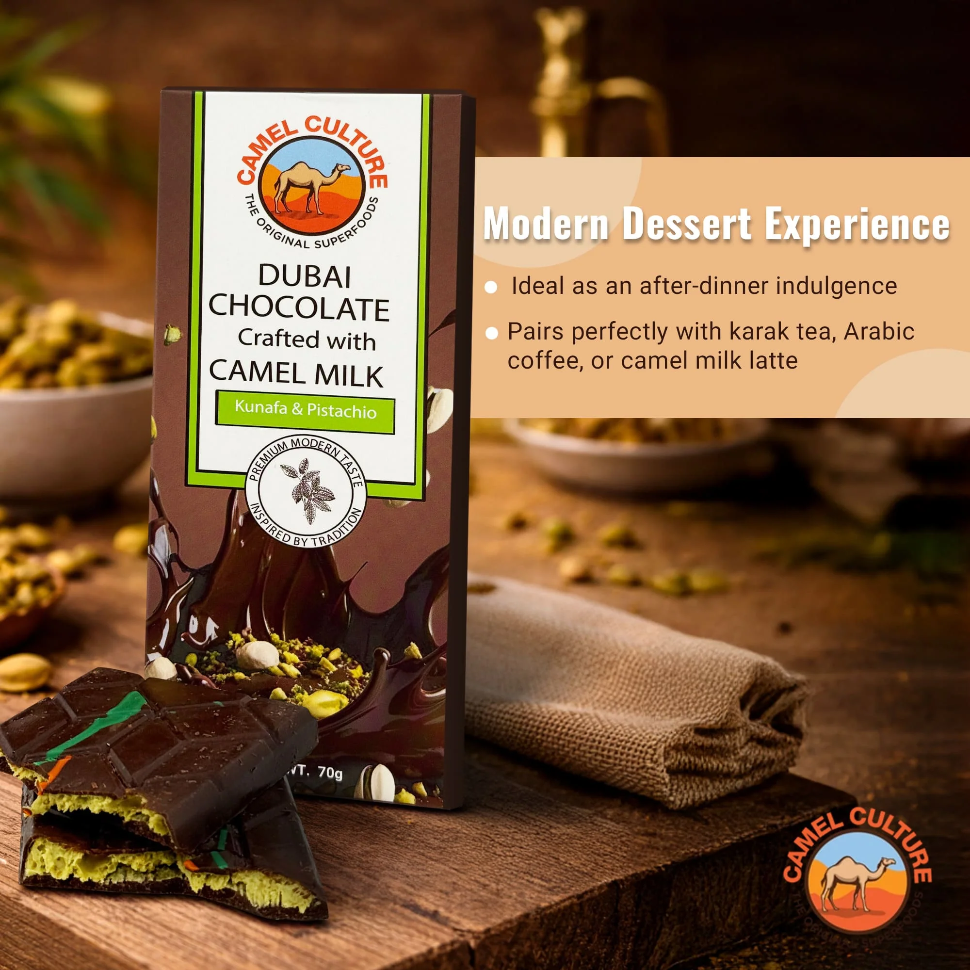 Camel Milk Dubai Chocolate (70G) - Image 4